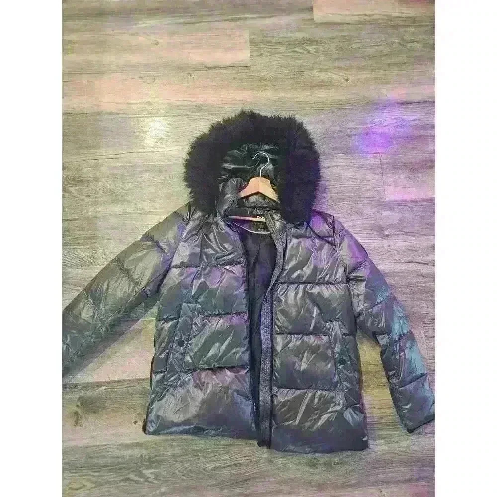 Dkny gunmetal puffer coat. SZ Large - Picture 1 of 3